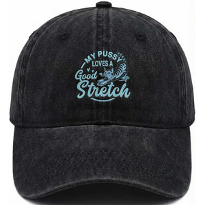 Adult Humor Cat Washed Cotton Baseball Cap My Pussy Loves A Good Stretch TS12 Print Your Wear