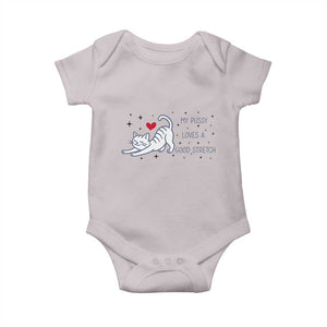 My Pussy Loves A Good Stretch Baby Onesie Adult Humor Cat Gift TS12 Ice Gray Print Your Wear