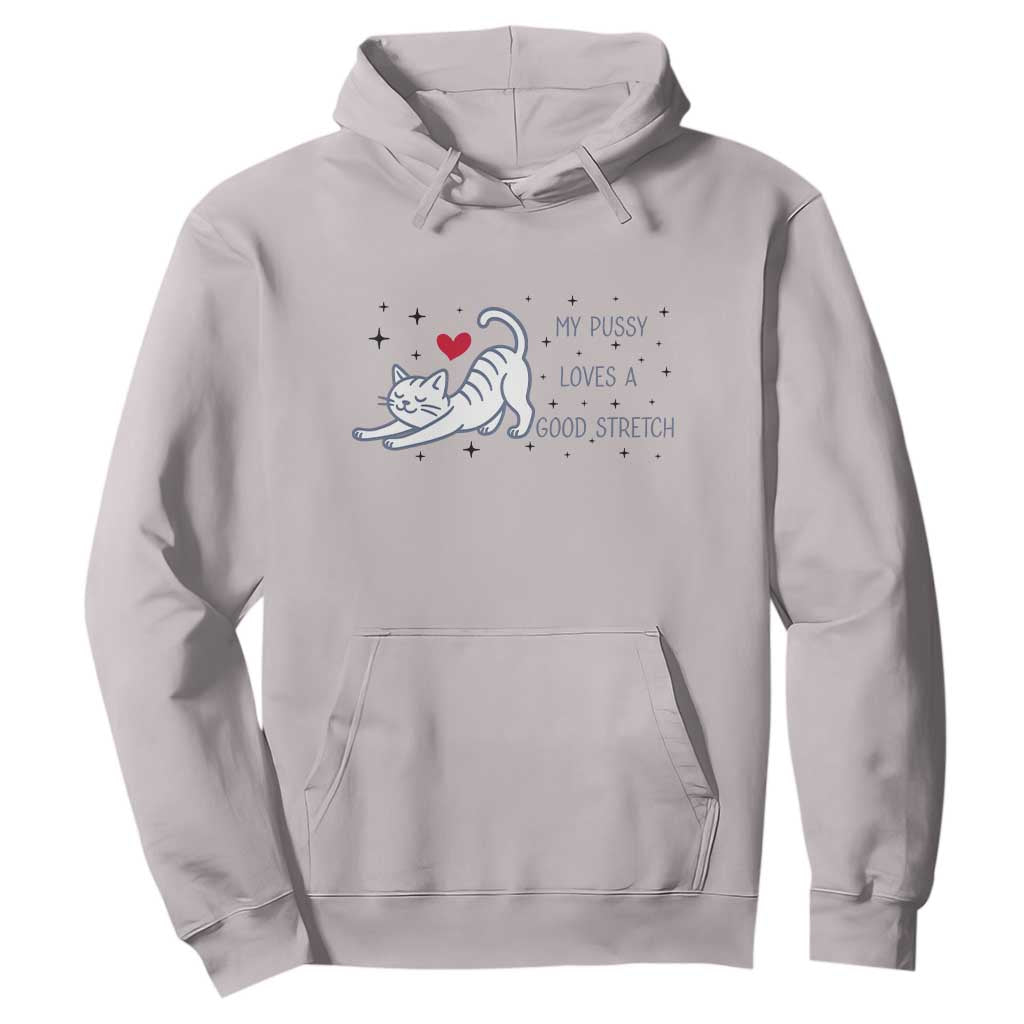 My Pussy Loves A Good Stretch Hoodie Adult Humor Cat Gift TS12 Ice Gray Print Your Wear