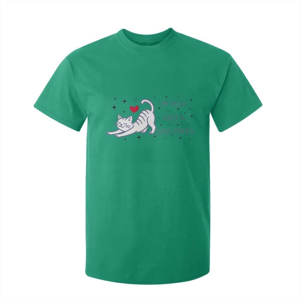 My Pussy Loves A Good Stretch T Shirt For Kid Adult Humor Cat Gift TS12 Irish Green Print Your Wear
