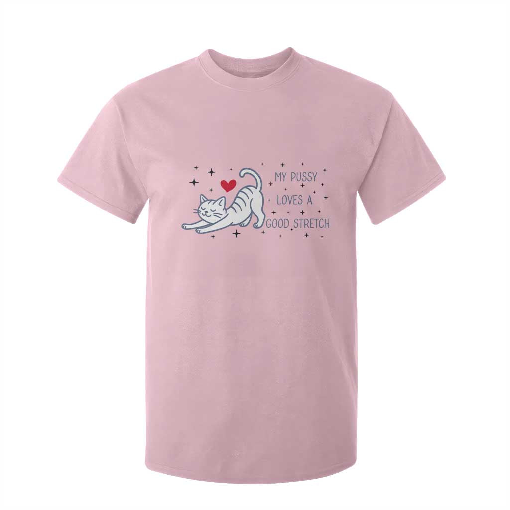 My Pussy Loves A Good Stretch T Shirt For Kid Adult Humor Cat Gift TS12 Light Pink Print Your Wear