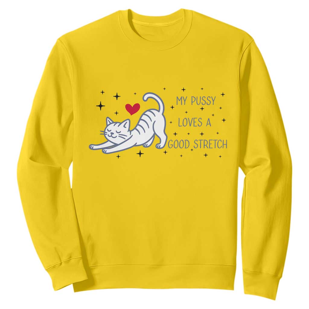 My Pussy Loves A Good Stretch Sweatshirt Adult Humor Cat Gift TS12 Daisy Print Your Wear