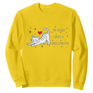 My Pussy Loves A Good Stretch Sweatshirt Adult Humor Cat Gift TS12 Daisy Print Your Wear