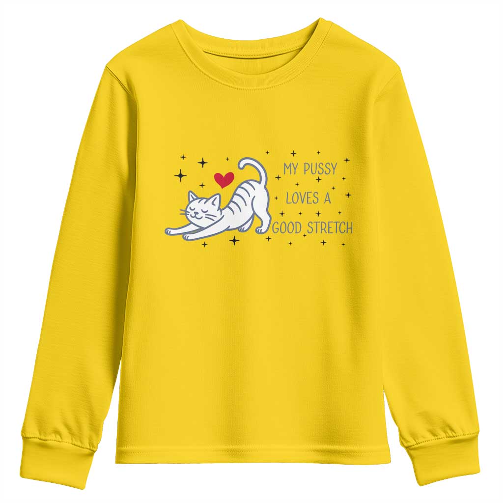My Pussy Loves A Good Stretch Youth Sweatshirt Adult Humor Cat Gift TS12 Daisy Print Your Wear