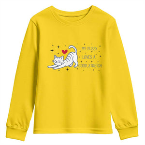 My Pussy Loves A Good Stretch Youth Sweatshirt Adult Humor Cat Gift TS12 Daisy Print Your Wear