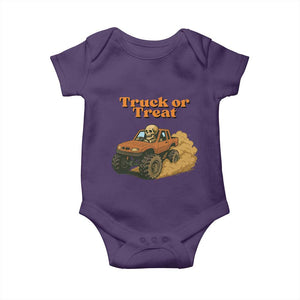 Truck Or Treat Skeleton Racing Baby Onesie Funny Halloween Truck Lover TS12 Purple Print Your Wear