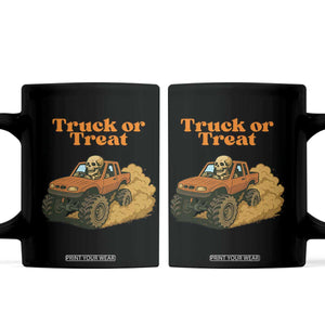 Truck Or Treat Skeleton Racing Coffee Mug Funny Halloween Truck Lover TS12 Black Print Your Wear