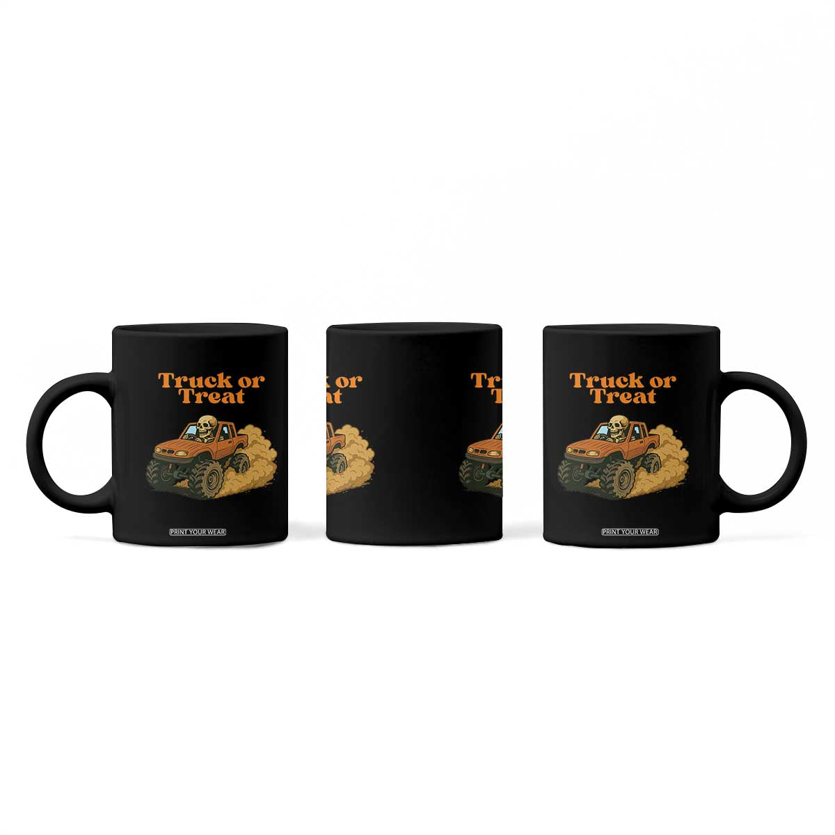 Truck Or Treat Skeleton Racing Coffee Mug Funny Halloween Truck Lover TS12 Print Your Wear
