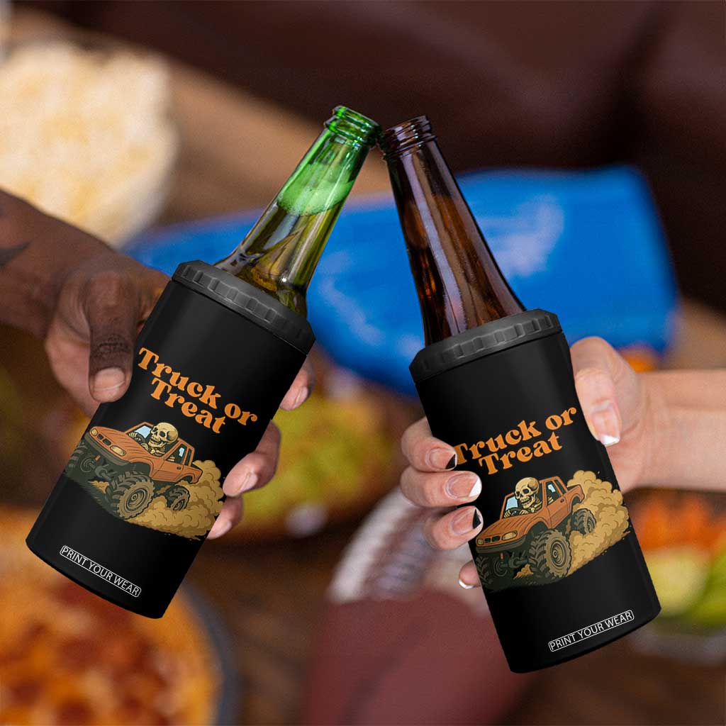 Truck Or Treat Skeleton Racing 4 in 1 Can Cooler Tumbler Funny Halloween Truck Lover TS12 Print Your Wear