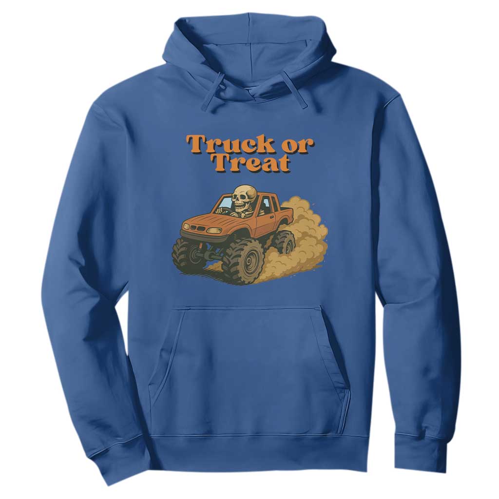Truck Or Treat Skeleton Racing Hoodie Funny Halloween Truck Lover TS12 Royal Blue Print Your Wear