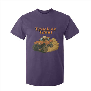 Truck Or Treat Skeleton Racing T Shirt For Kid Funny Halloween Truck Lover TS12 Purple Print Your Wear