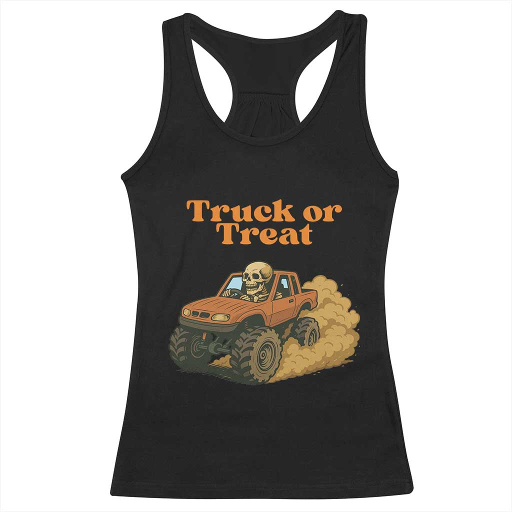 Truck Or Treat Skeleton Racing Racerback Tank Top Funny Halloween Truck Lover TS12 Black Print Your Wear