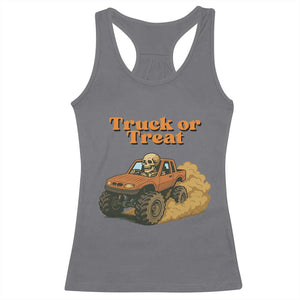 Truck Or Treat Skeleton Racing Racerback Tank Top Funny Halloween Truck Lover TS12 Charcoal Print Your Wear