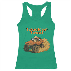 Truck Or Treat Skeleton Racing Racerback Tank Top Funny Halloween Truck Lover TS12 Irish Green Print Your Wear