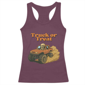 Truck Or Treat Skeleton Racing Racerback Tank Top Funny Halloween Truck Lover TS12 Maroon Print Your Wear