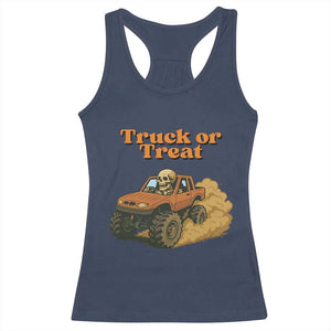 Truck Or Treat Skeleton Racing Racerback Tank Top Funny Halloween Truck Lover TS12 Navy Print Your Wear