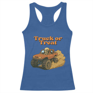 Truck Or Treat Skeleton Racing Racerback Tank Top Funny Halloween Truck Lover TS12 Royal Blue Print Your Wear