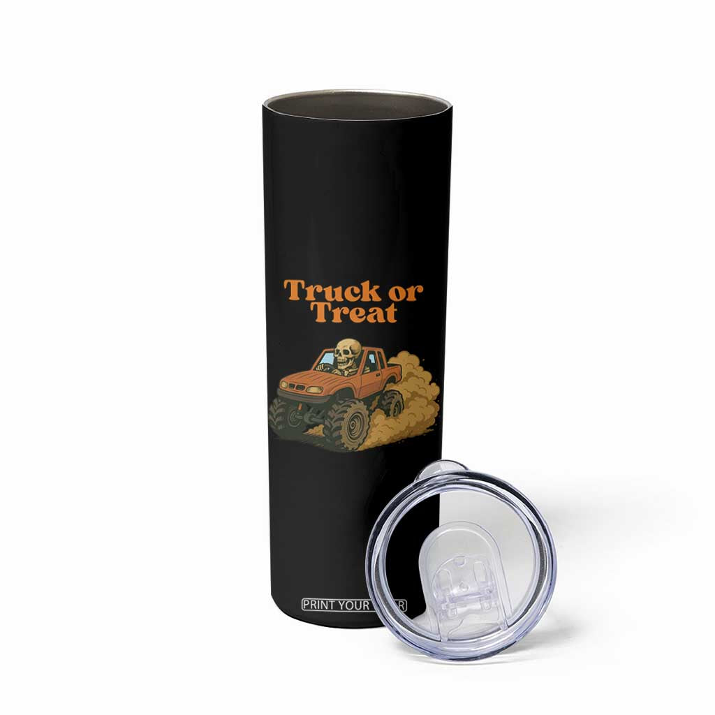 Truck Or Treat Skeleton Racing Skinny Tumbler Funny Halloween Truck Lover TS12 Print Your Wear