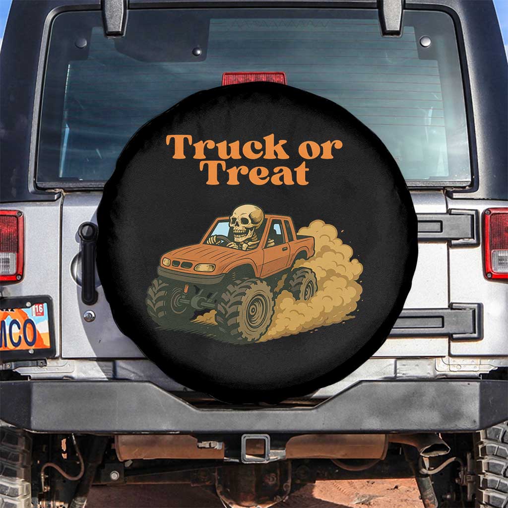 Truck Or Treat Skeleton Racing Spare Tire Cover Funny Halloween Truck Lover TS12 No hole Black Print Your Wear