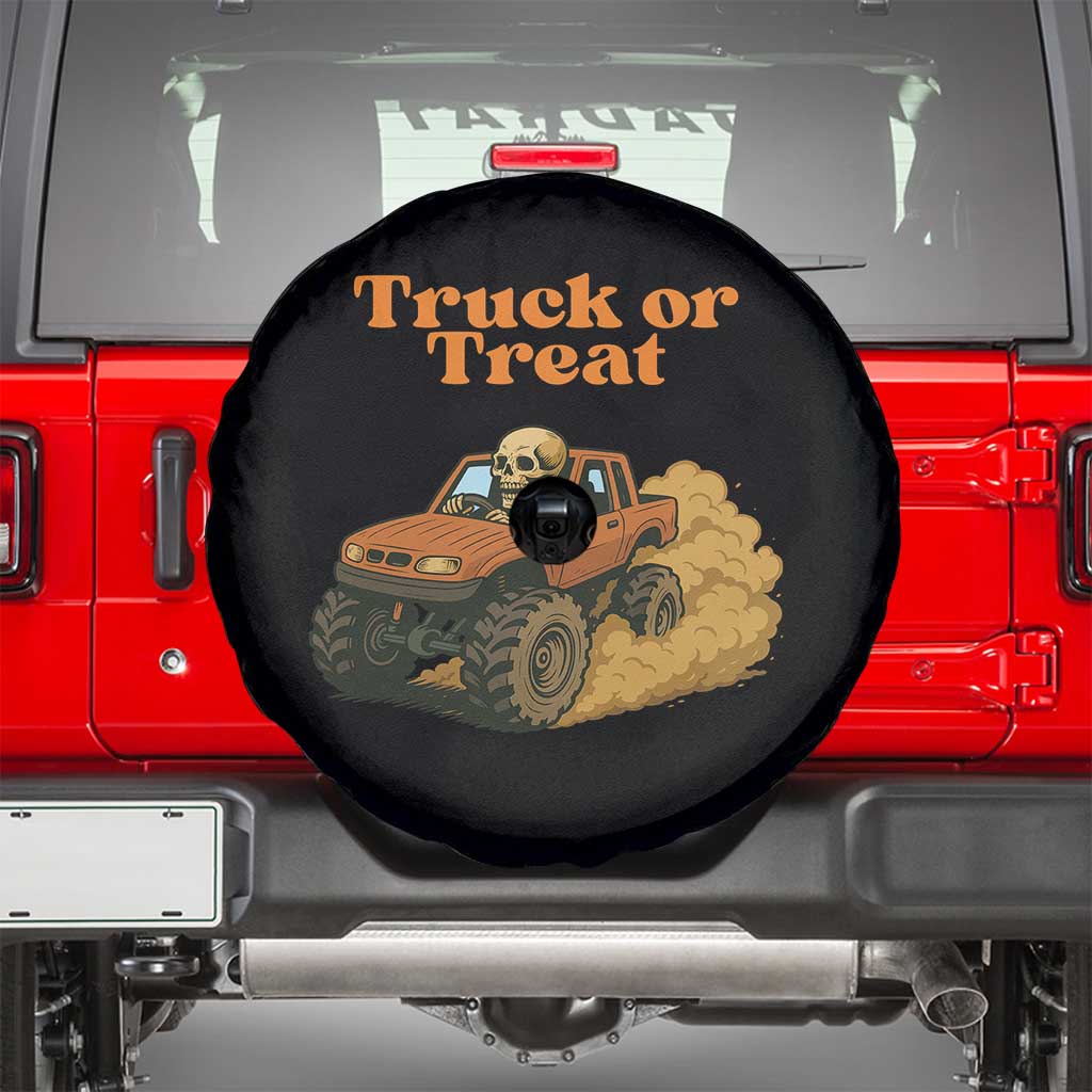 Truck Or Treat Skeleton Racing Spare Tire Cover Funny Halloween Truck Lover TS12 Black Print Your Wear