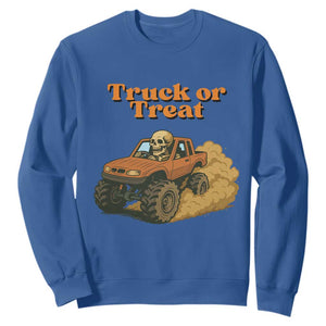Truck Or Treat Skeleton Racing Sweatshirt Funny Halloween Truck Lover TS12 Royal Blue Print Your Wear