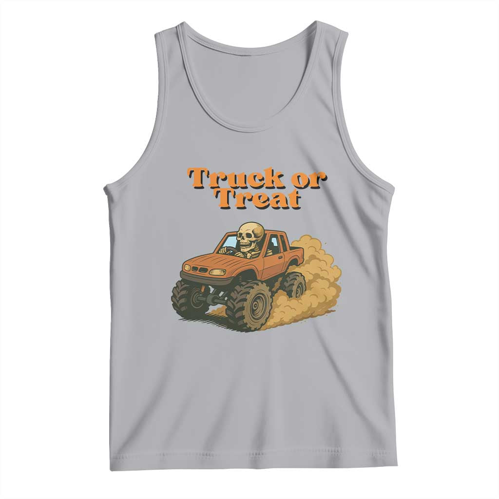 Truck Or Treat Skeleton Racing Tank Top Funny Halloween Truck Lover TS12 Athletic Heather Print Your Wear