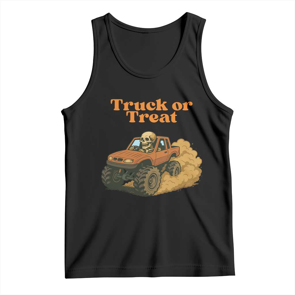 Truck Or Treat Skeleton Racing Tank Top Funny Halloween Truck Lover TS12 Black Print Your Wear