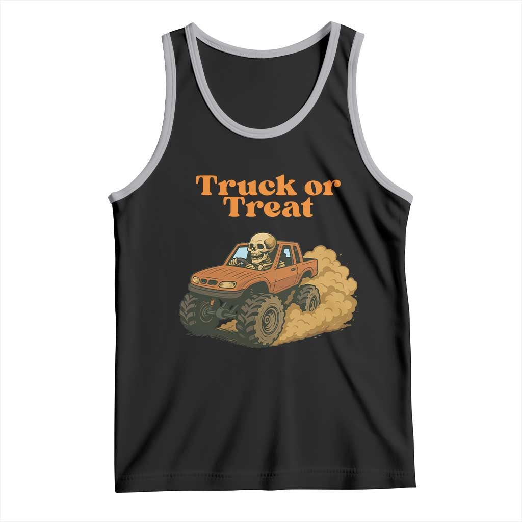 Truck Or Treat Skeleton Racing Tank Top Funny Halloween Truck Lover TS12 Black Athletic Heather Print Your Wear