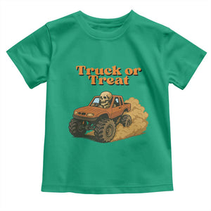 Truck Or Treat Skeleton Racing Toddler T Shirt Funny Halloween Truck Lover TS12 Irish Green Print Your Wear