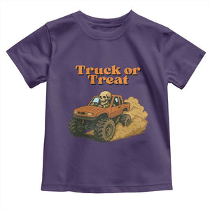 Truck Or Treat Skeleton Racing Toddler T Shirt Funny Halloween Truck Lover TS12 Purple Print Your Wear