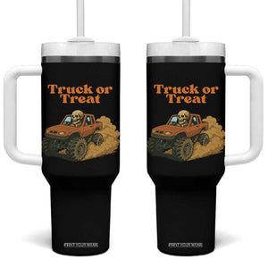Truck Or Treat Skeleton Racing Tumbler With Handle Funny Halloween Truck Lover TS12 One Size: 40 oz Black Print Your Wear