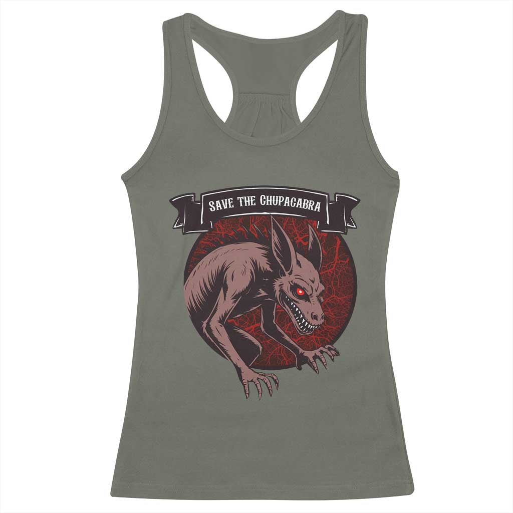 Chupacabra Racerback Tank Top Gothic Horror Save The Cryptid Gift TS12 Military Green Print Your Wear