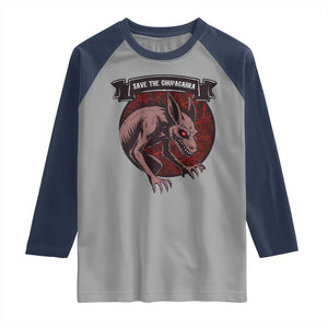 Chupacabra Raglan Shirt Gothic Horror Save The Cryptid Gift TS12 Sport Gray Navy Print Your Wear