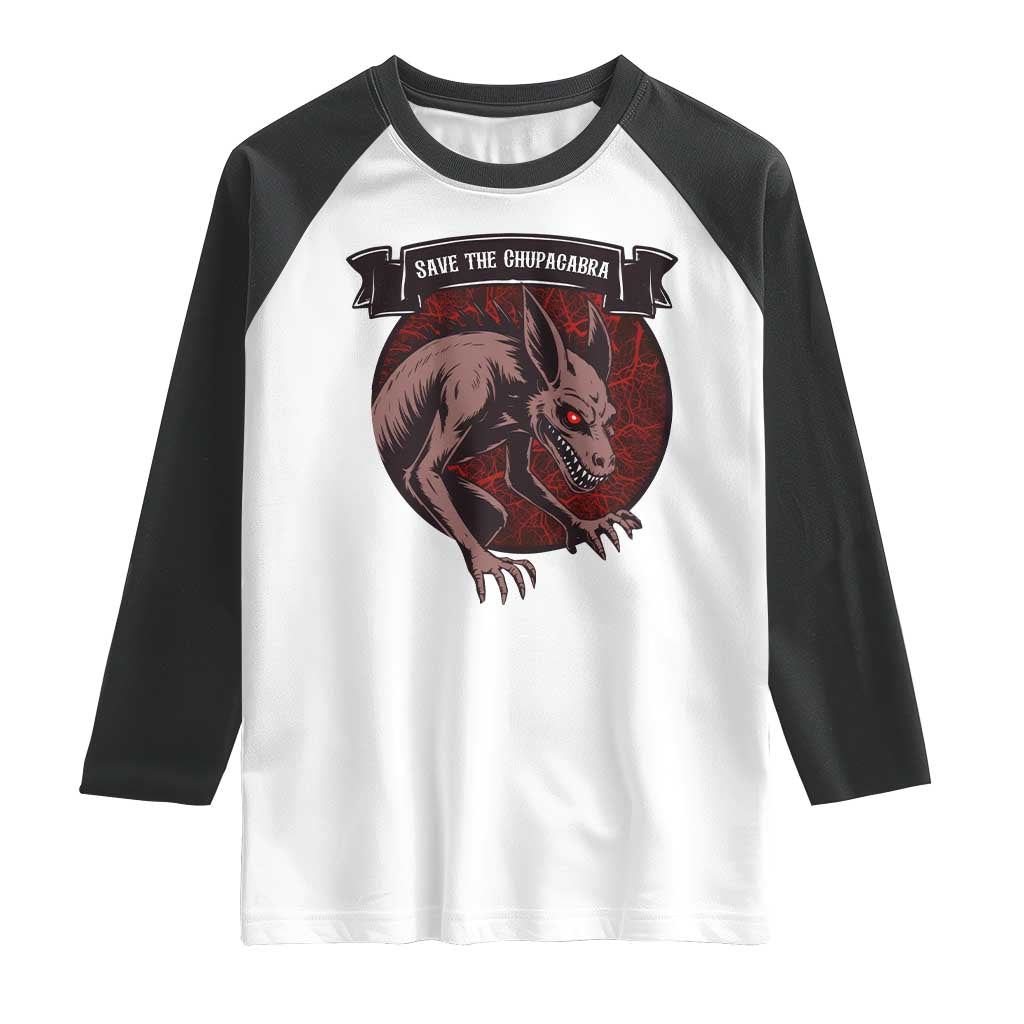 Chupacabra Raglan Shirt Gothic Horror Save The Cryptid Gift TS12 White Black Print Your Wear