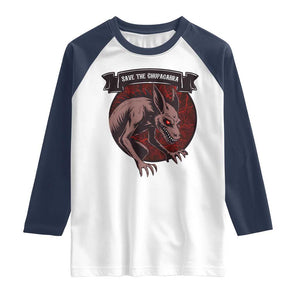 Chupacabra Raglan Shirt Gothic Horror Save The Cryptid Gift TS12 White Navy Print Your Wear