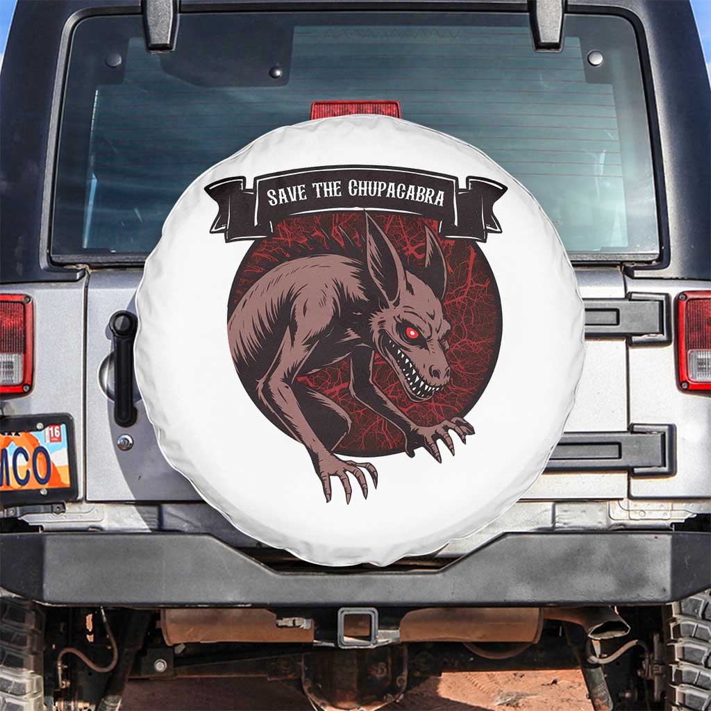 Chupacabra Spare Tire Cover Gothic Horror Save The Cryptid Gift TS12 No hole White Print Your Wear