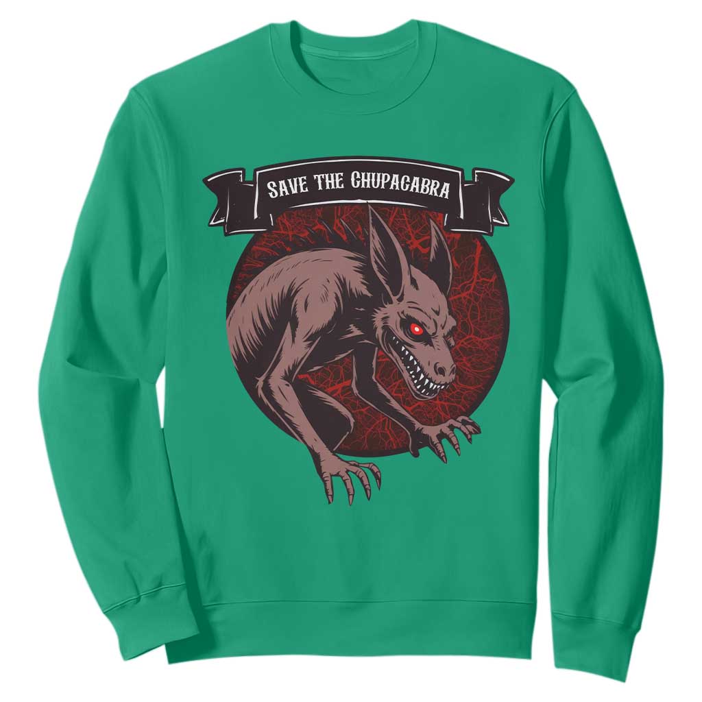 Chupacabra Sweatshirt Gothic Horror Save The Cryptid Gift TS12 Irish Green Print Your Wear