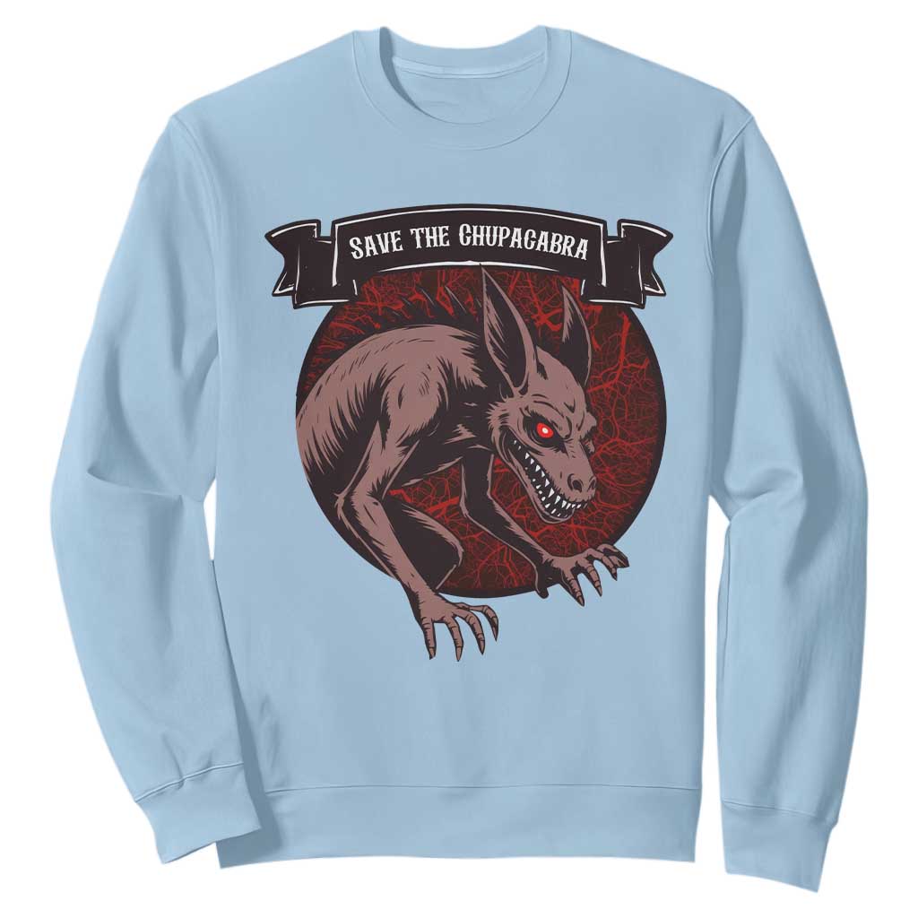Chupacabra Sweatshirt Gothic Horror Save The Cryptid Gift TS12 Light Blue Print Your Wear