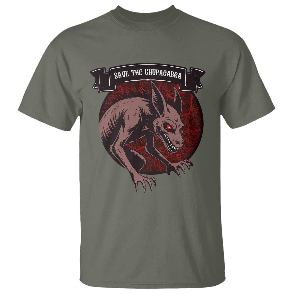 Chupacabra T Shirt Gothic Horror Save The Cryptid Gift TS12 Military Green Print Your Wear