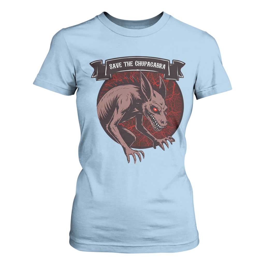 Chupacabra T Shirt For Women Gothic Horror Save The Cryptid Gift TS12 Light Blue Print Your Wear