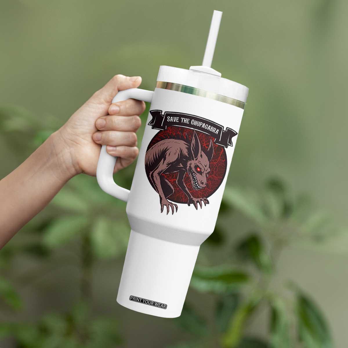 Chupacabra Tumbler With Handle Gothic Horror Save The Cryptid Gift TS12 Print Your Wear