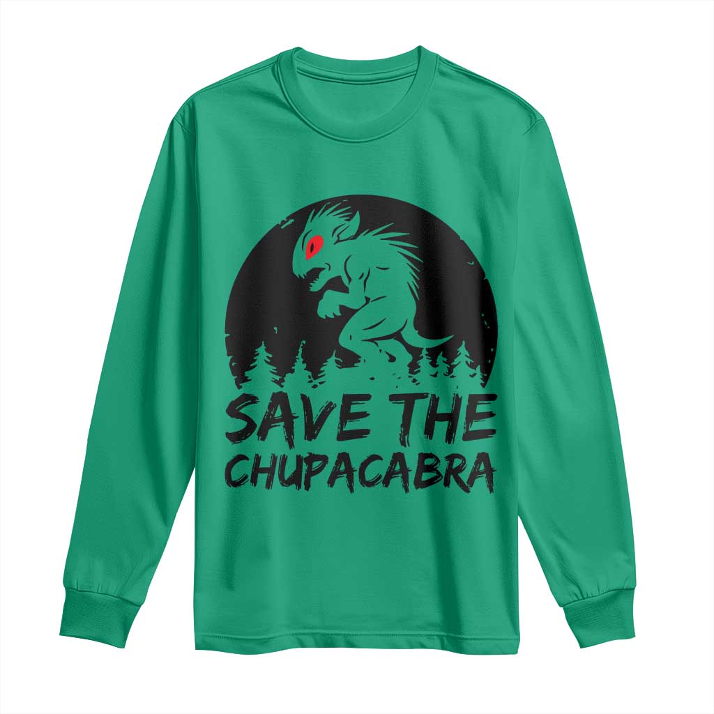 Chupacabra Long Sleeve Shirt Funny Cryptid Save The Goat Sucker Gift TS12 Irish Green Print Your Wear