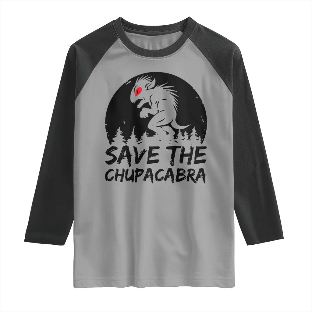 Chupacabra Raglan Shirt Funny Cryptid Save The Goat Sucker Gift TS12 Sport Gray Black Print Your Wear