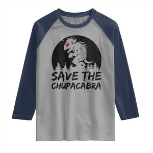 Chupacabra Raglan Shirt Funny Cryptid Save The Goat Sucker Gift TS12 Sport Gray Navy Print Your Wear