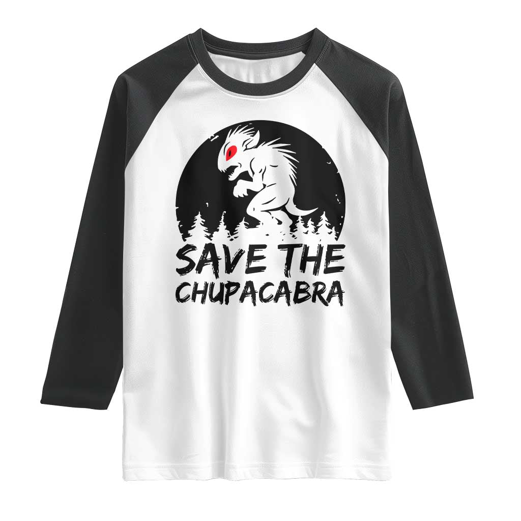 Chupacabra Raglan Shirt Funny Cryptid Save The Goat Sucker Gift TS12 White Black Print Your Wear