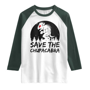 Chupacabra Raglan Shirt Funny Cryptid Save The Goat Sucker Gift TS12 White Dark Forest Green Print Your Wear