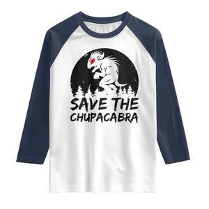 Chupacabra Raglan Shirt Funny Cryptid Save The Goat Sucker Gift TS12 White Navy Print Your Wear