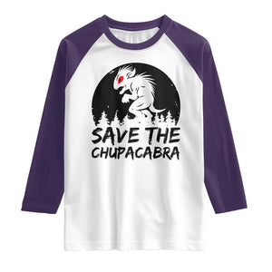 Chupacabra Raglan Shirt Funny Cryptid Save The Goat Sucker Gift TS12 White Purple Print Your Wear