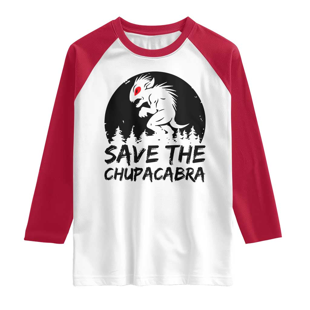 Chupacabra Raglan Shirt Funny Cryptid Save The Goat Sucker Gift TS12 White Red Print Your Wear