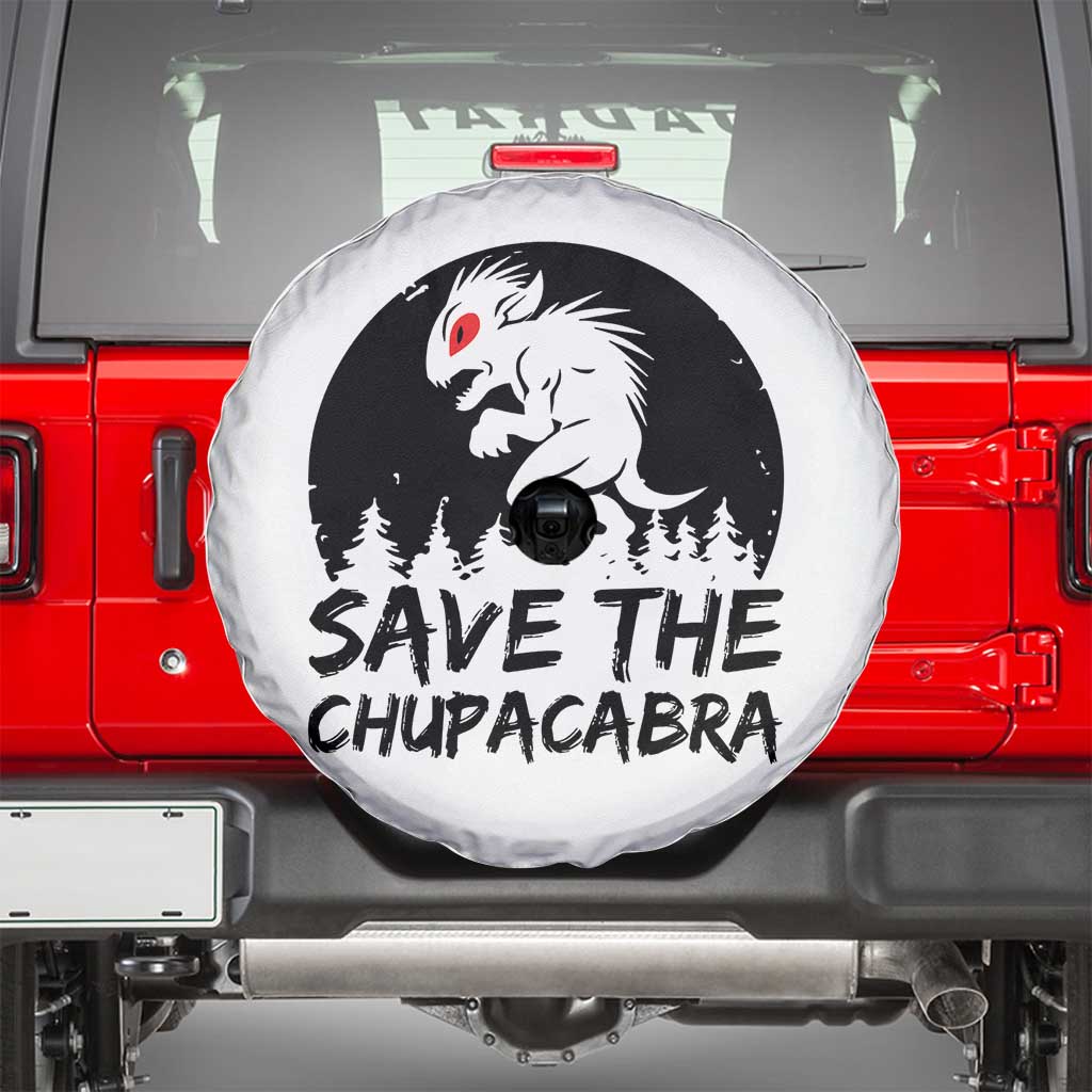 Chupacabra Spare Tire Cover Funny Cryptid Save The Goat Sucker Gift TS12 White Print Your Wear
